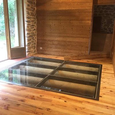 Plancher de verre sur solives bois